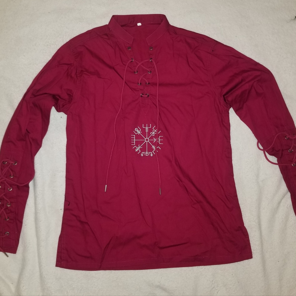 Men's Red Embroidered Symbol Tee
